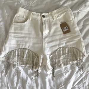 Rhinestone White Shorts